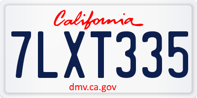 CA license plate 7LXT335