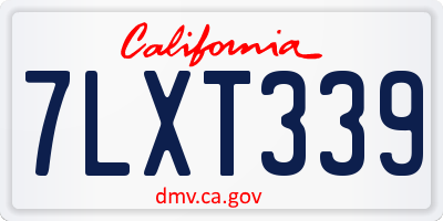 CA license plate 7LXT339