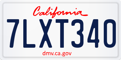 CA license plate 7LXT340