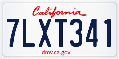 CA license plate 7LXT341