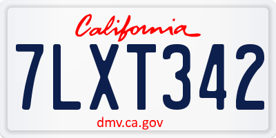 CA license plate 7LXT342