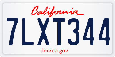 CA license plate 7LXT344