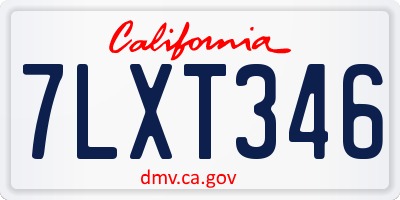 CA license plate 7LXT346