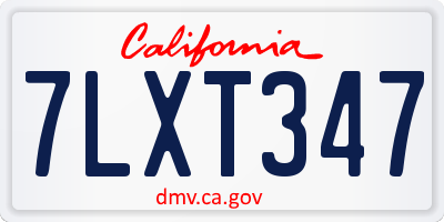 CA license plate 7LXT347