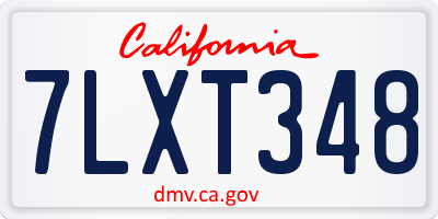 CA license plate 7LXT348