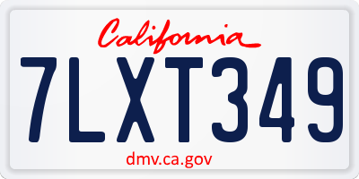 CA license plate 7LXT349