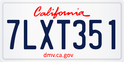 CA license plate 7LXT351