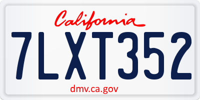 CA license plate 7LXT352