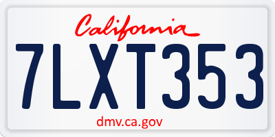 CA license plate 7LXT353