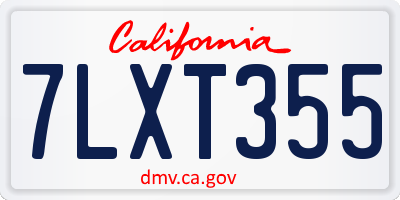 CA license plate 7LXT355
