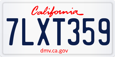 CA license plate 7LXT359
