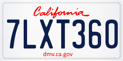 CA license plate 7LXT360