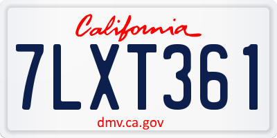 CA license plate 7LXT361