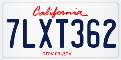 CA license plate 7LXT362