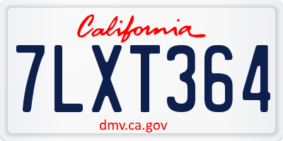 CA license plate 7LXT364