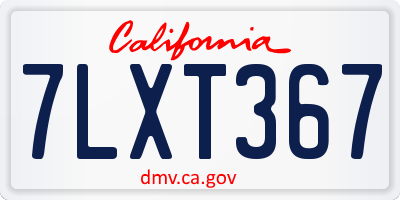 CA license plate 7LXT367