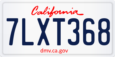 CA license plate 7LXT368