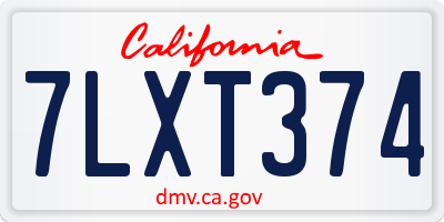 CA license plate 7LXT374