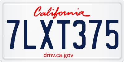 CA license plate 7LXT375