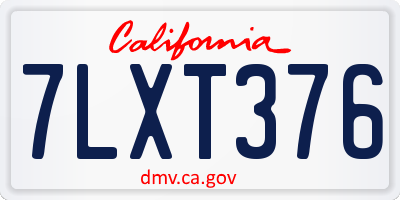 CA license plate 7LXT376