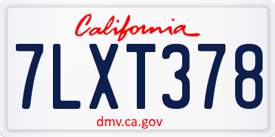 CA license plate 7LXT378
