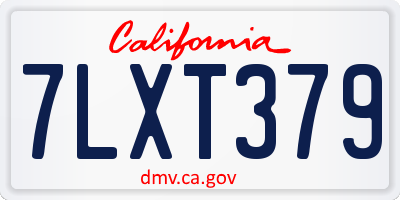 CA license plate 7LXT379