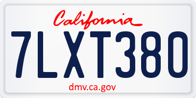 CA license plate 7LXT380