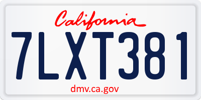 CA license plate 7LXT381