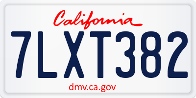 CA license plate 7LXT382