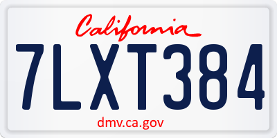 CA license plate 7LXT384