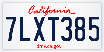 CA license plate 7LXT385