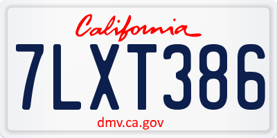 CA license plate 7LXT386