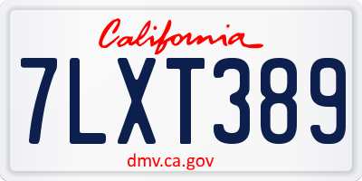 CA license plate 7LXT389