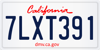 CA license plate 7LXT391