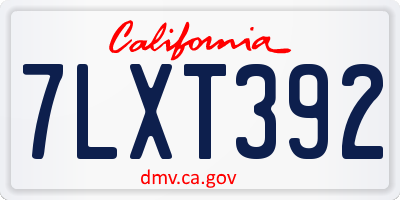 CA license plate 7LXT392