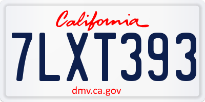 CA license plate 7LXT393