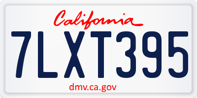 CA license plate 7LXT395