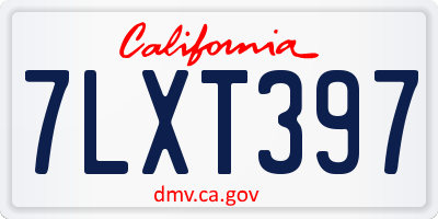 CA license plate 7LXT397