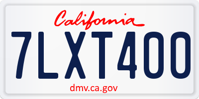 CA license plate 7LXT400