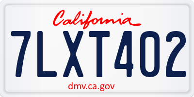 CA license plate 7LXT402