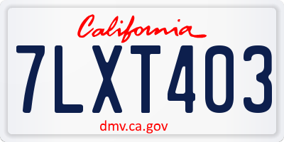 CA license plate 7LXT403