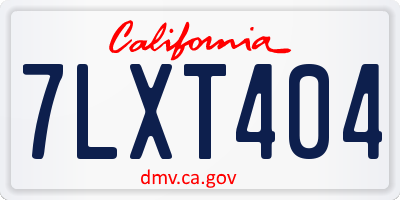 CA license plate 7LXT404