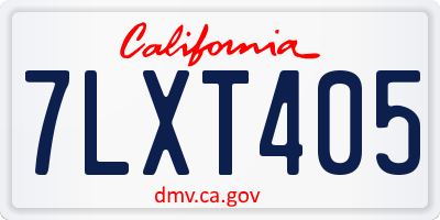 CA license plate 7LXT405