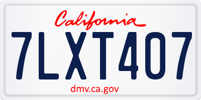 CA license plate 7LXT407