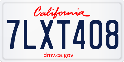 CA license plate 7LXT408