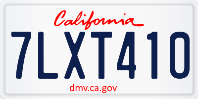 CA license plate 7LXT410
