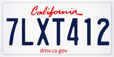 CA license plate 7LXT412