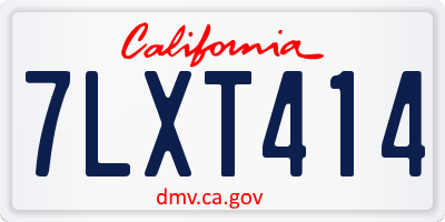 CA license plate 7LXT414