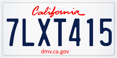 CA license plate 7LXT415