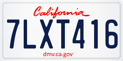 CA license plate 7LXT416